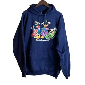 Walt Disney World Adults Navy Blue Cotton Hoodie Sweatshirt 2009 Size XXL